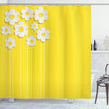 ABAKUHAUS Yellow Daisy Floral Shower Curtain – Waterproof Fabric, 94" Long