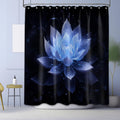 LanZanthic Lotus Shower Curtain | Black & Blue Floral Zen Fabric, 180x180cm