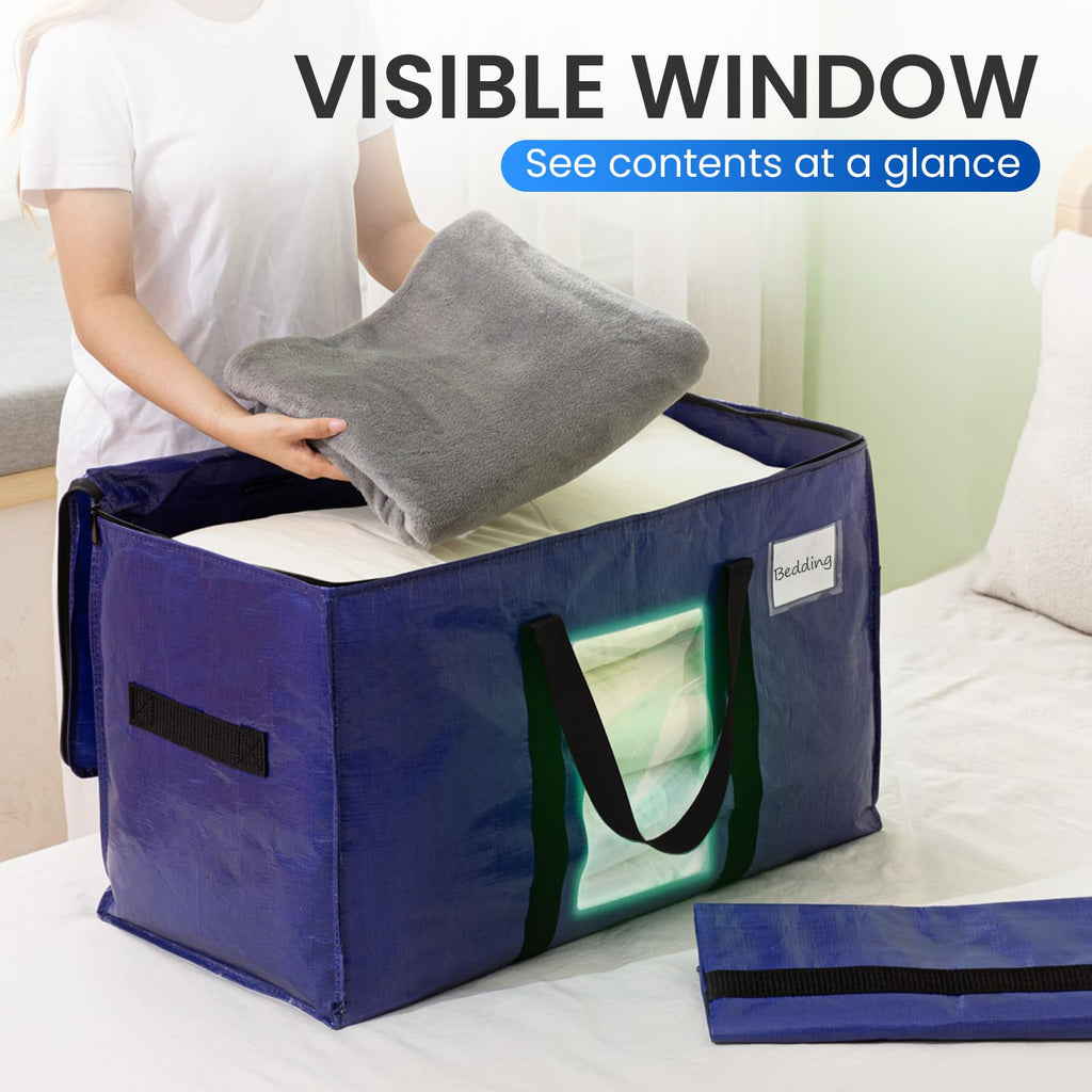 TAILI Moving Bags Extra Large Heavy Duty, Clear Window, 6 Pack Deep Blue - image 2