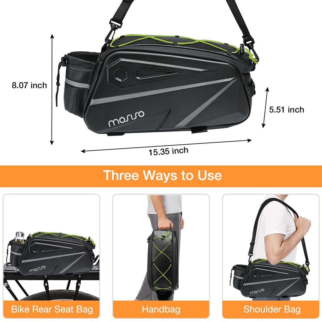 MOSISO 14L Waterproof Bike Rack Bag – EVA Rear Seat Trunk Pannier, Black