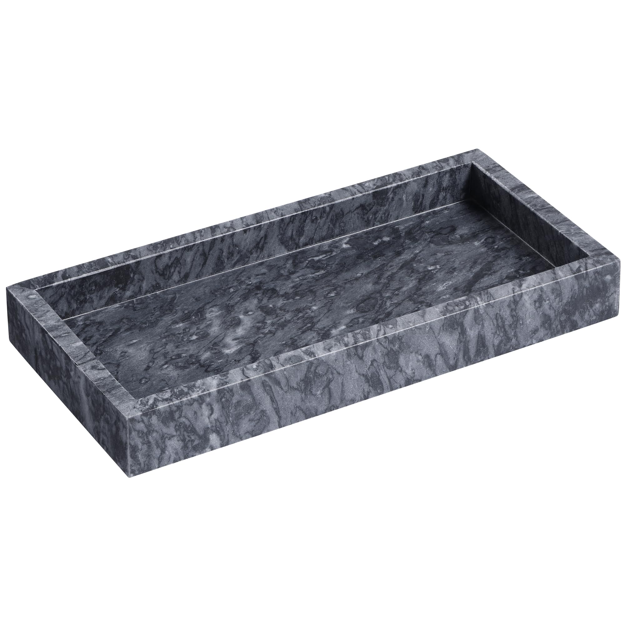 Navaris Black Marble Decorative Tray – Elegant Vanity and Bathroom Organizer