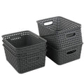 Teyyvn Set of 6 Plastic Storage Baskets, Cupboard Baskets, Gray