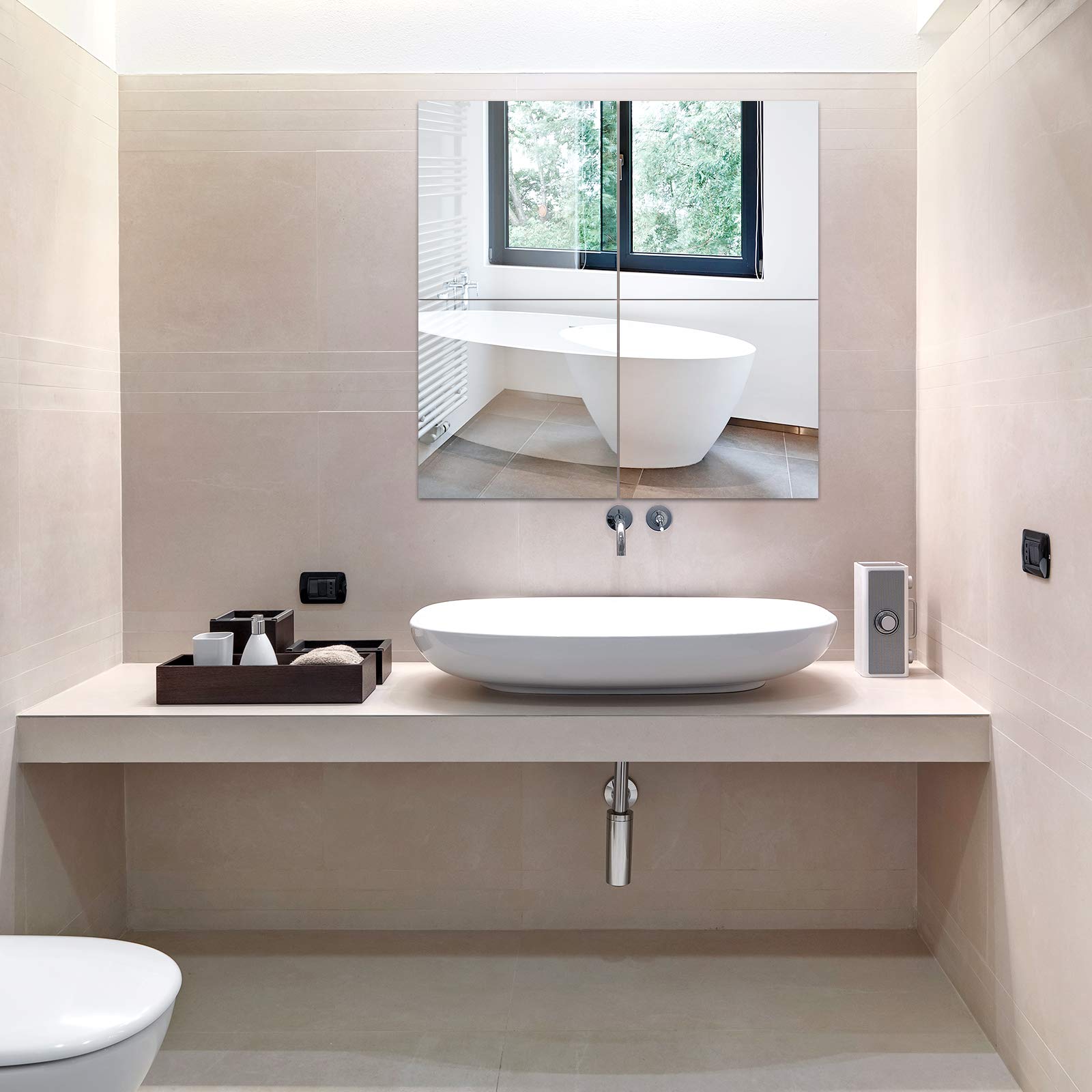 EVENLIVE Full Length Mirror Tiles | 4-Piece Frameless Glass Wall Mirror