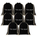 Jolof Store 8-Pack Hair Dryer Bags | Black Drawstring Travel Storage
