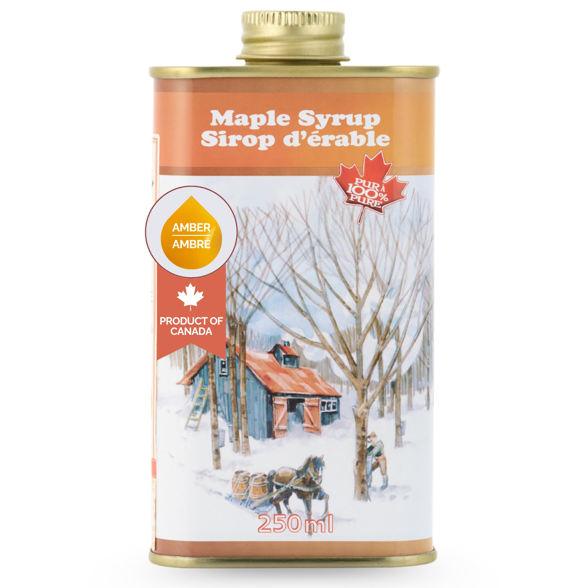 Little Quebec Sugar Shack Maple Syrup – 250ml Vintage Tin Grade A Amber
