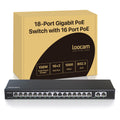 Loocam 16 Port Gigabit PoE+ Switch | 156W Unmanaged Network Switch