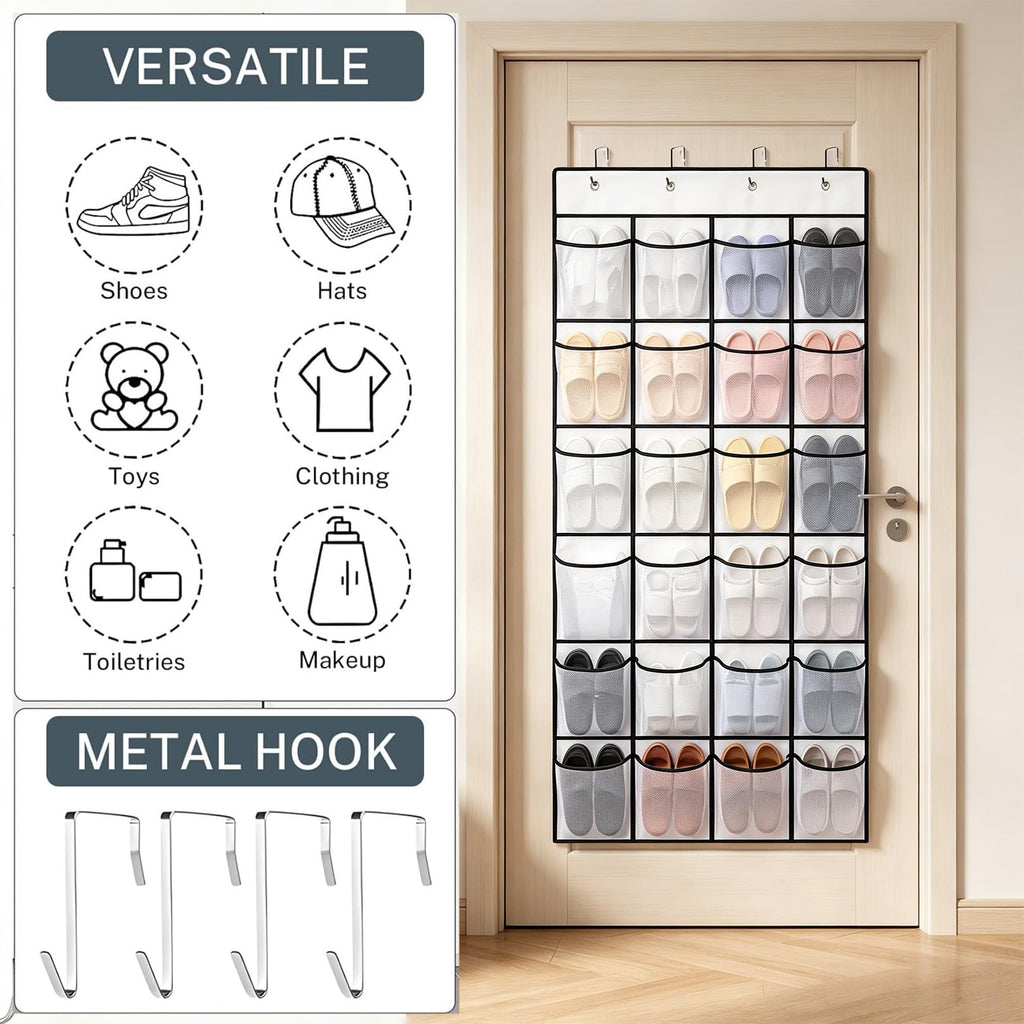 SOPSTUO Hanging Shoe Storage, Over Door Shoe Storage, Door Shoe Rack, 24 Breathable Mesh Huge Pockets - image 4