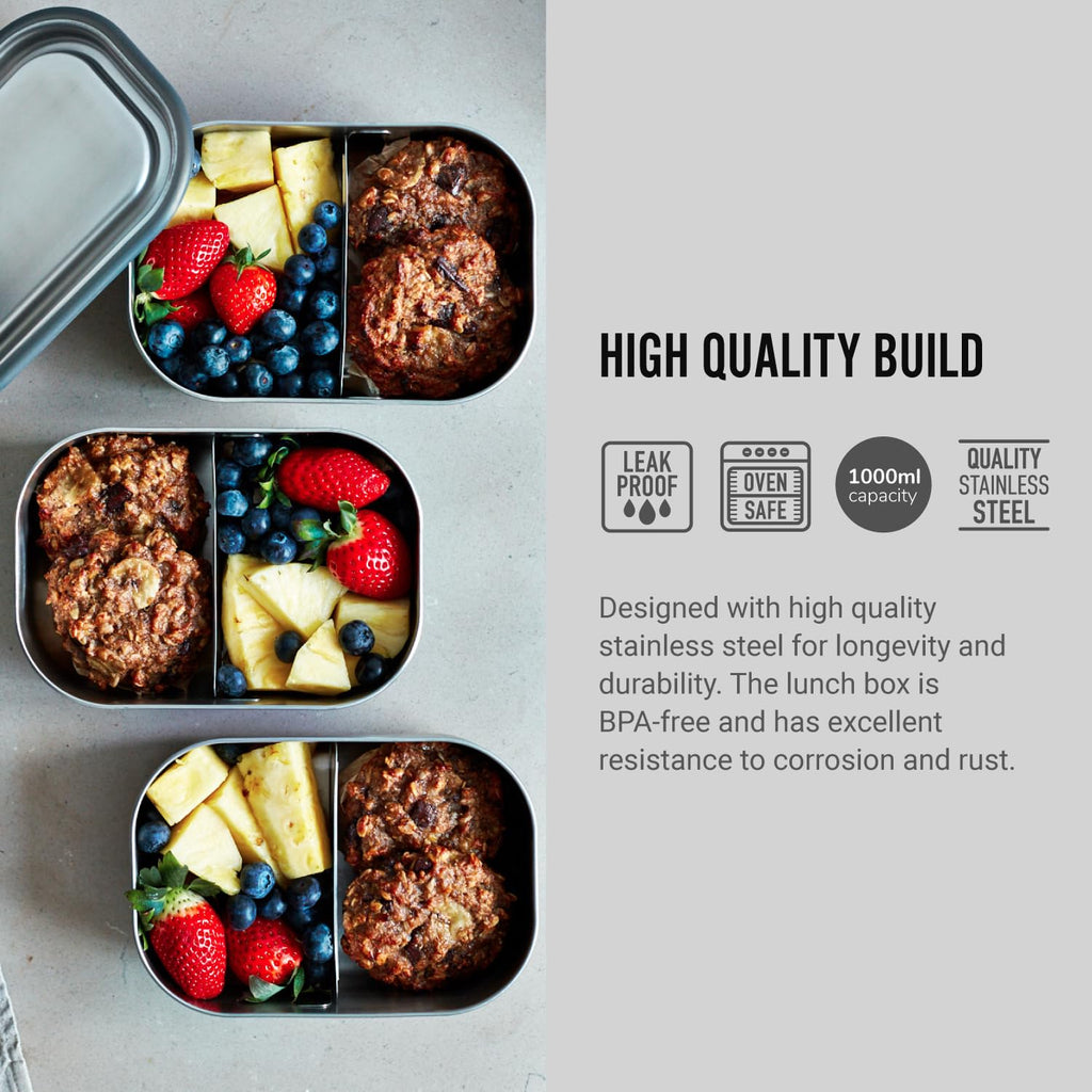 Black+Blum Stainless Steel Bento Lunch Box – Leak Proof 1L Food Container