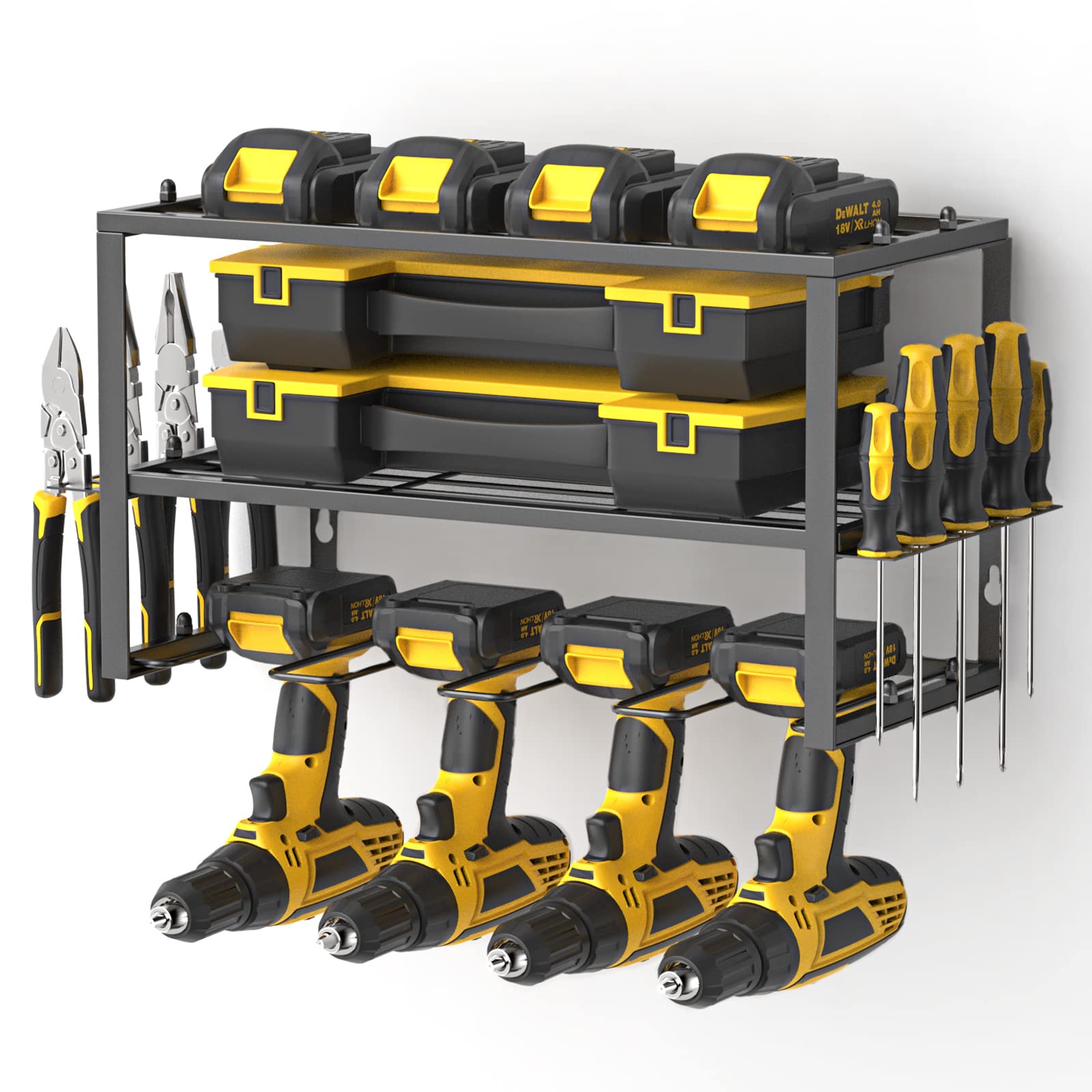 Yeabett 3-Layer Power Tool Storage Rack – Heavy Duty Wall Mount Drill Holder