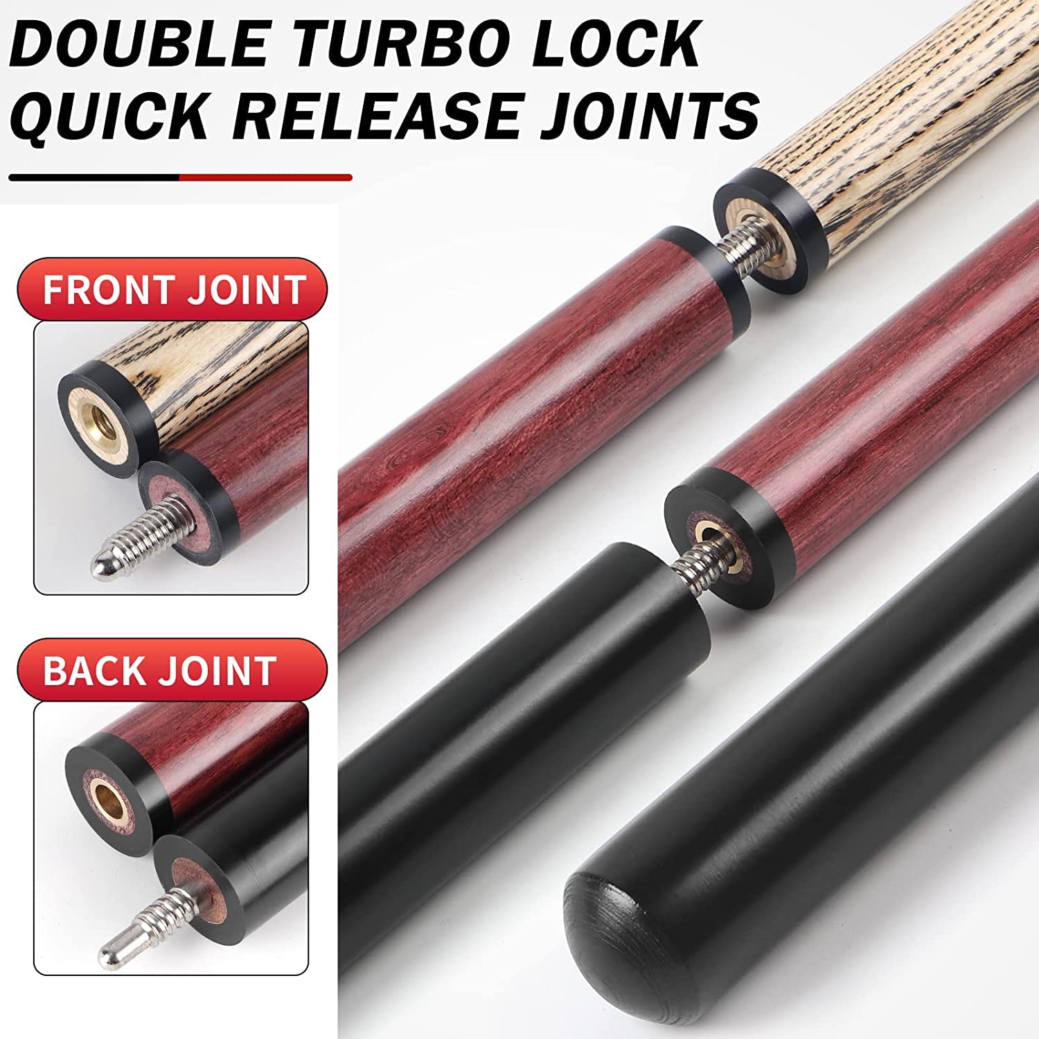 Aklot Jump Break Pool Cue | 20oz Ash Wood Stick with 14mm Bakelite Tip