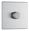 BG Electrical Single Dimmer Switch | Brushed Steel 200W Screwless