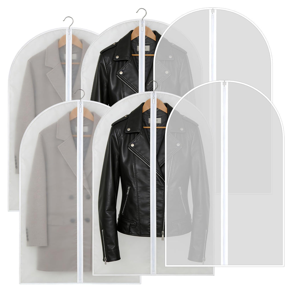 6 Pcs Long Garment Bags 60x100cm Waterproof Zip Clothes Covers - image 1