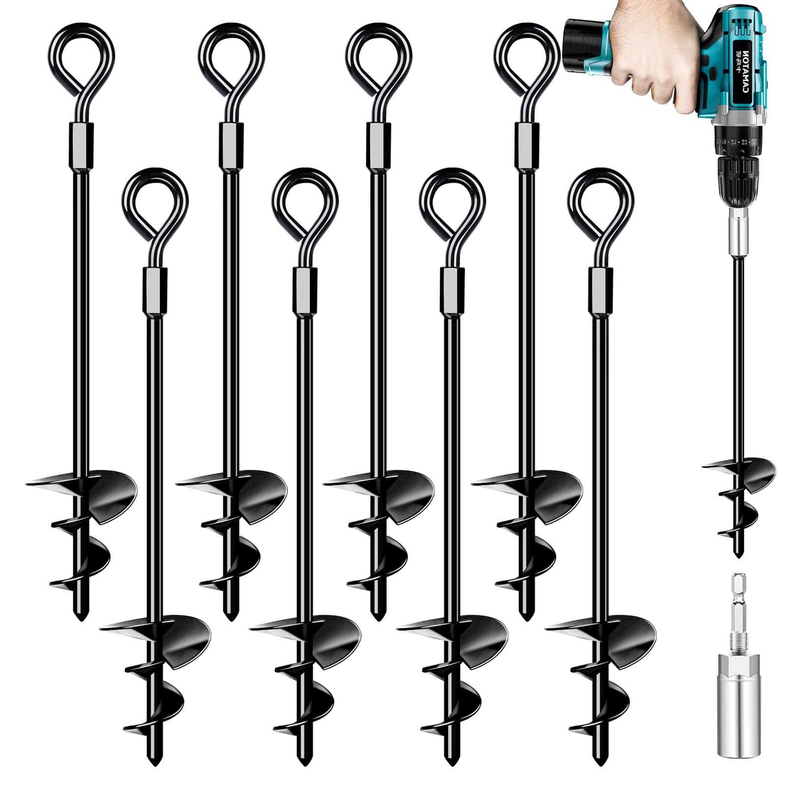 Kamfwert Heavy Duty Trampoline Ground Anchor Kit - 8 Pack Metal Stakes