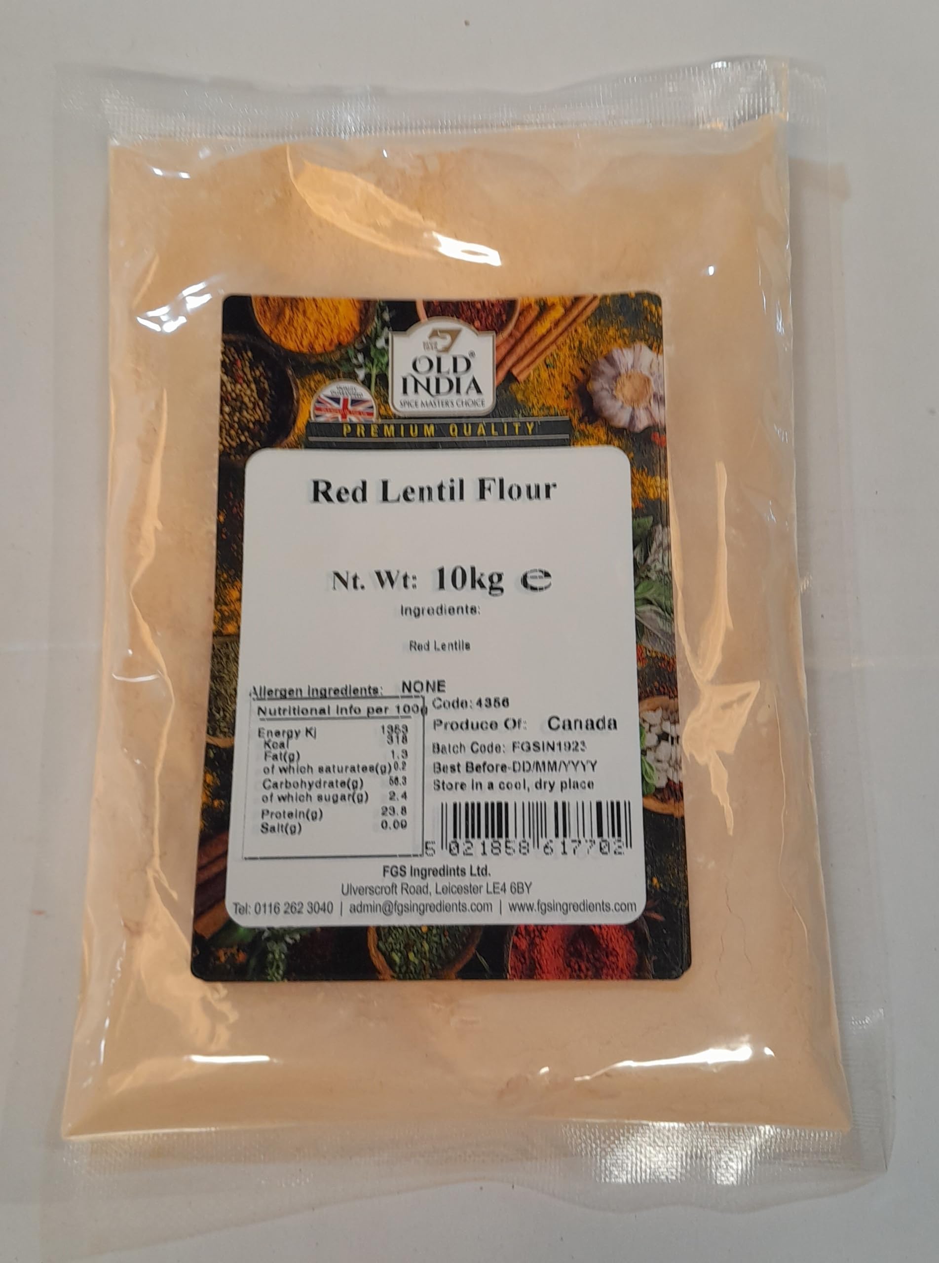 Old India Red Lentil Flour – 10kg Bulk Bag – Gluten-Free & Vegan