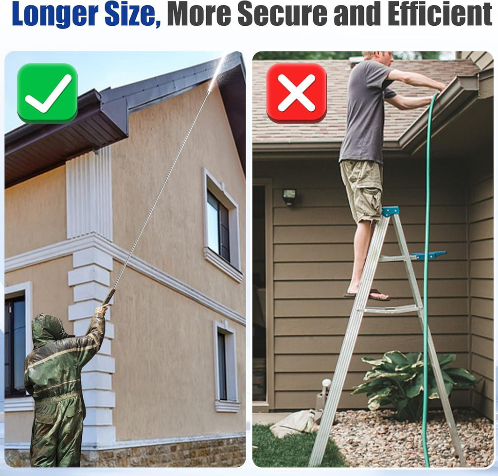 M MINGLE Pressure Washer Extension Wand – 120" Stainless Steel Gutter Tool