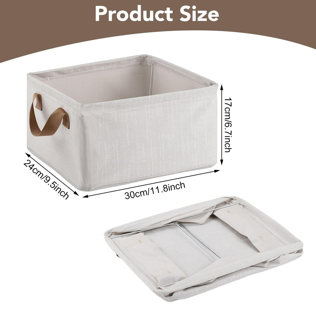 2 Pack Storage Baskets for Shelf, Small Closet Organizers and Storage Cream - image 2