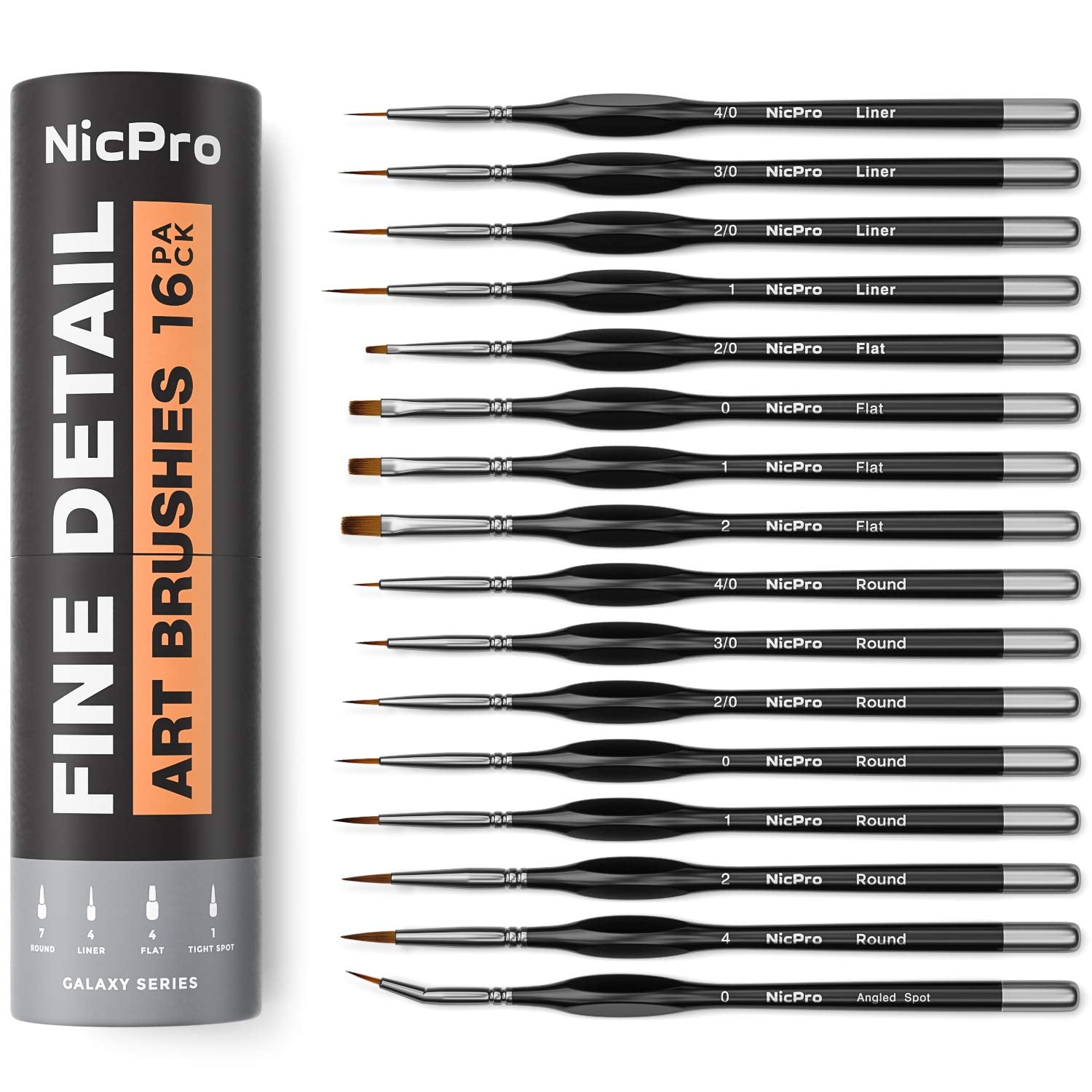 Nicpro 16PCS Miniature Paint Brushes – Fine Detail Set for Models & Acrylic