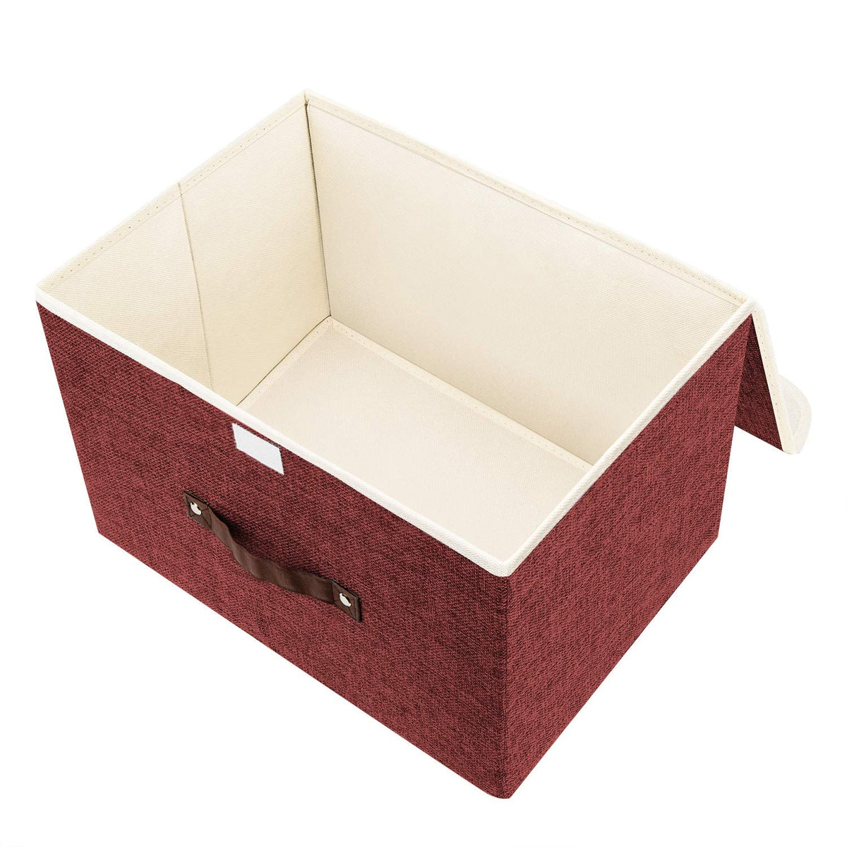 TYEERS Collapsible Storage Box with Lid, Fabric Storage Box for Clothes, Wardrobe Storage, 38x25x25 cm, Set of 5, Red Wine - image 3
