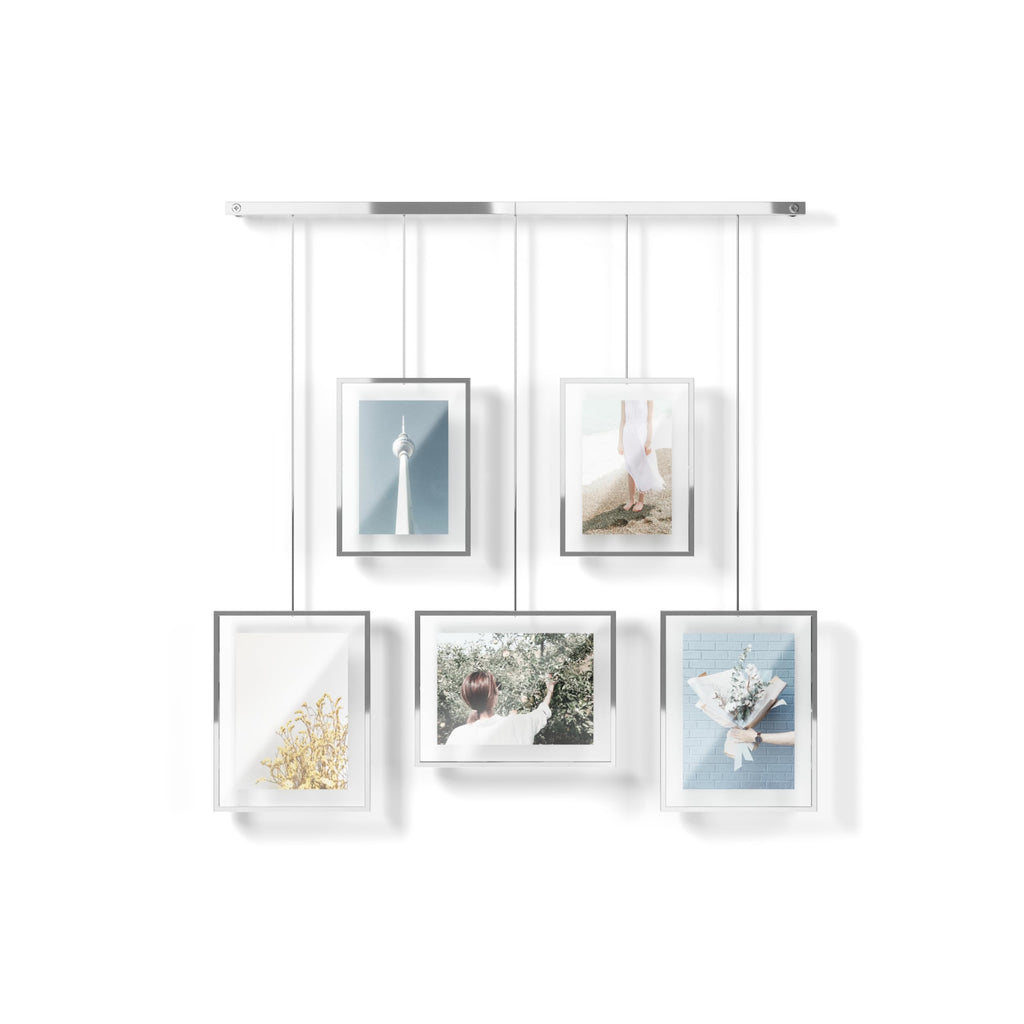 Umbra Exhibit Gallery Wall Frame Set - 5 Piece Modern Photo Display, Chrome