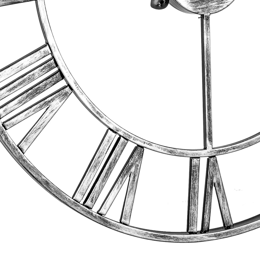 LENAUQ 60cm Roman Numeral Wall Clock – Silent Vintage Iron Skeleton