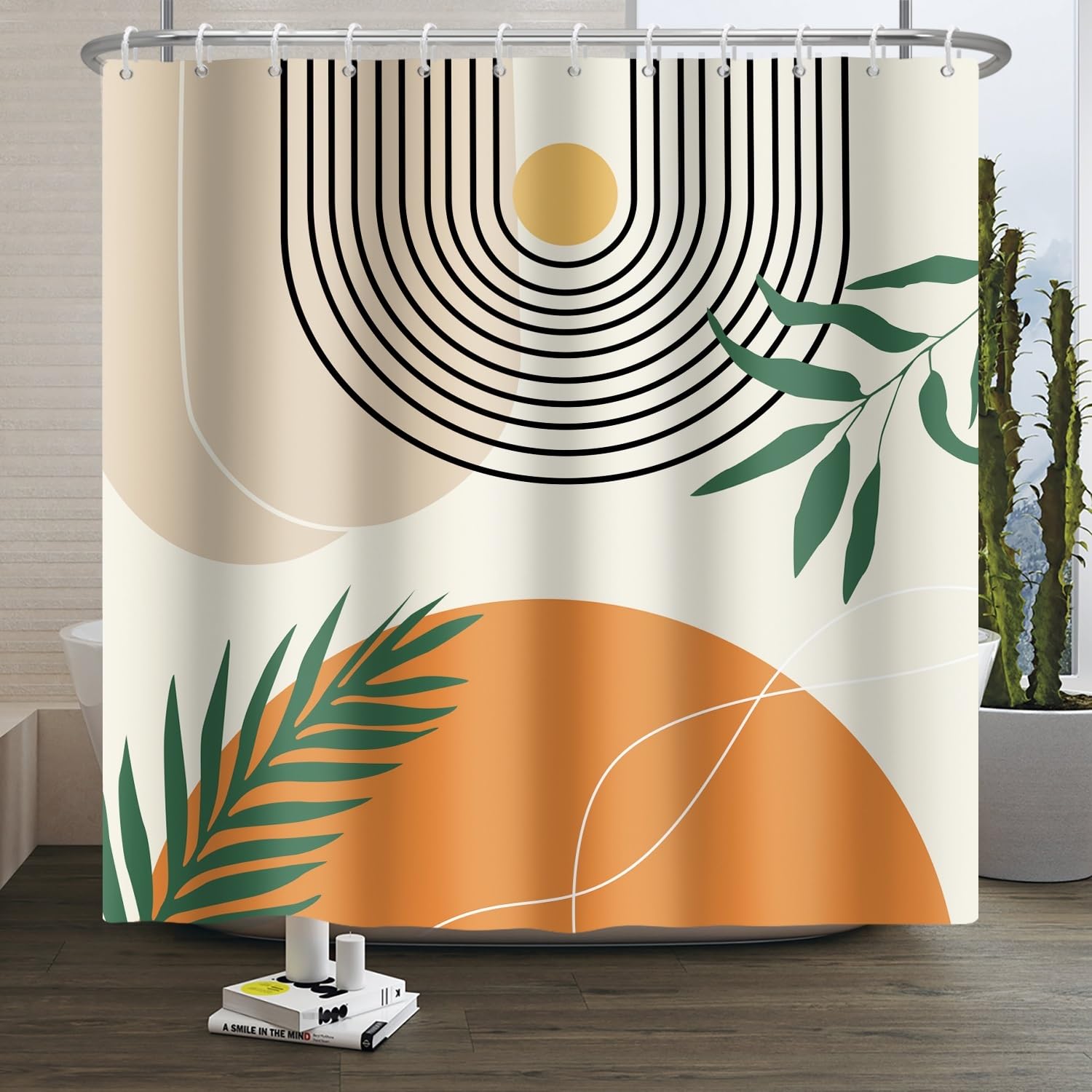 Xiaoterna Boho Sun Line Shower Curtain | Waterproof Polyester Fabric