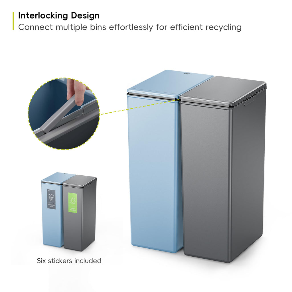 EKO Morandi 40L Touch Top Recycling Bin – Dark Grey Modular Kitchen Bin