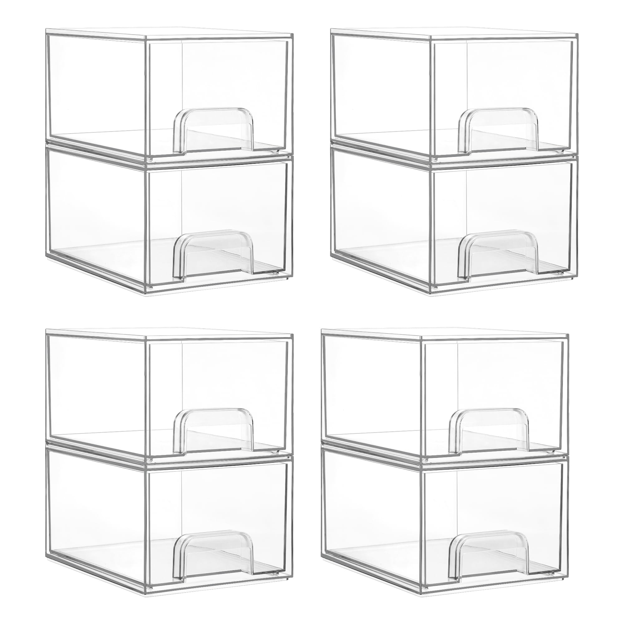 8 Pack Clear Acrylic Stackable Storage Drawers for Makeup