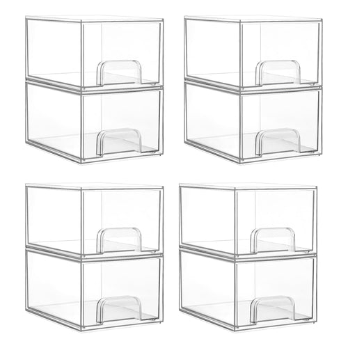 8 Pack Clear Acrylic Stackable Storage Drawers for Makeup
