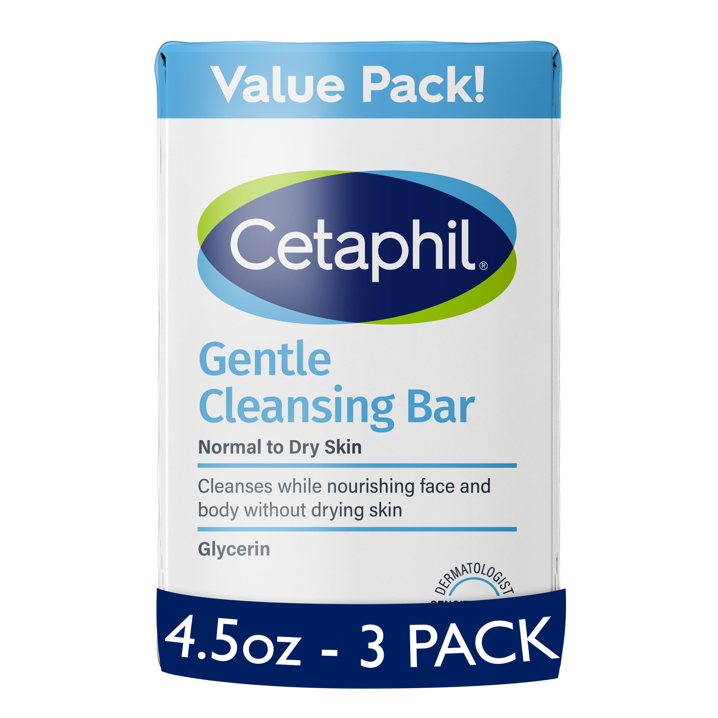 Cetaphil Gentle Cleansing Bar | Pack of 3 | Moisturizing Soap for Dry Skin