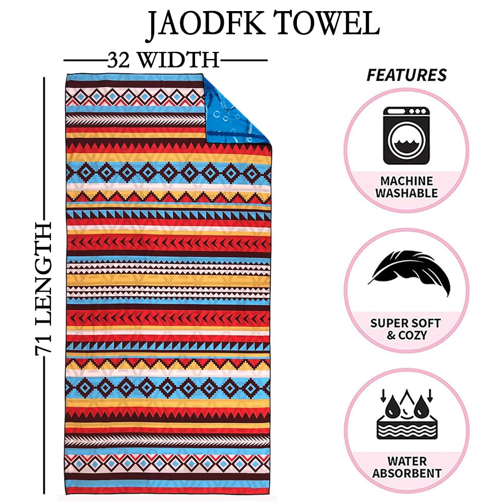 JAODFK Microfibre Beach Towel 71"X32" Quick Dry Lightweight Sand Free Extra Large Thin Towels Travel Essentials For Adults Womens Swim Bath - image 2