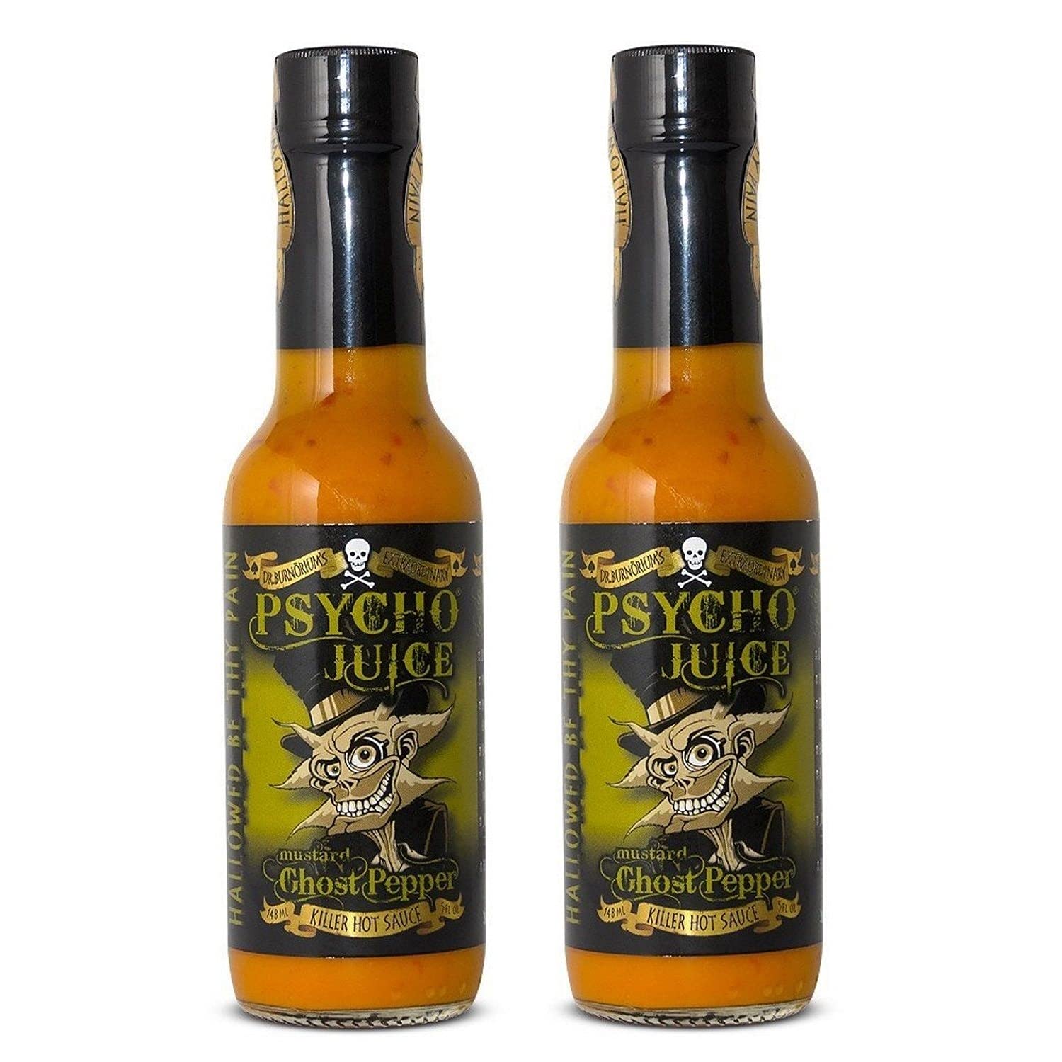 Psycho Juice Mustard Ghost Pepper Chilli Hot Sauce - Pack of 2
