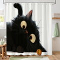 Black Cat Shower Curtain | Waterproof Polyester Fabric, 180x180cm