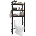 SMIBUY Bamboo Over-The-Toilet Storage Rack | 3-Tier Adjustable Shelf - Black