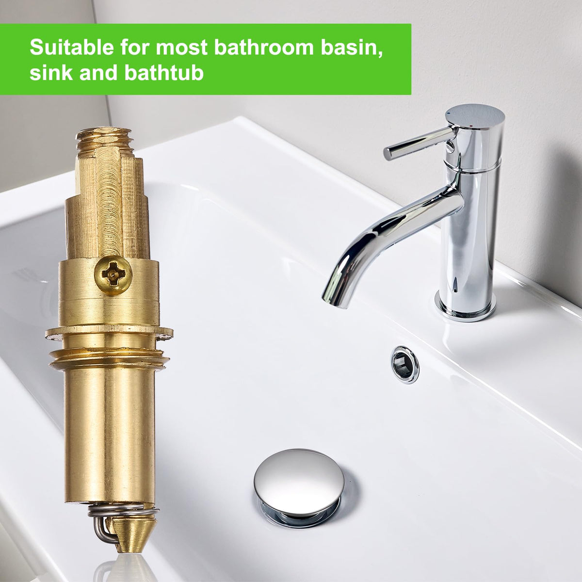 sourcing map Basin Sink Clicker, Replacement Sink Basin Clicker Brass Push Spring Plug for Home Bathroom Bathtub Sinks Drain Stopper - image 5