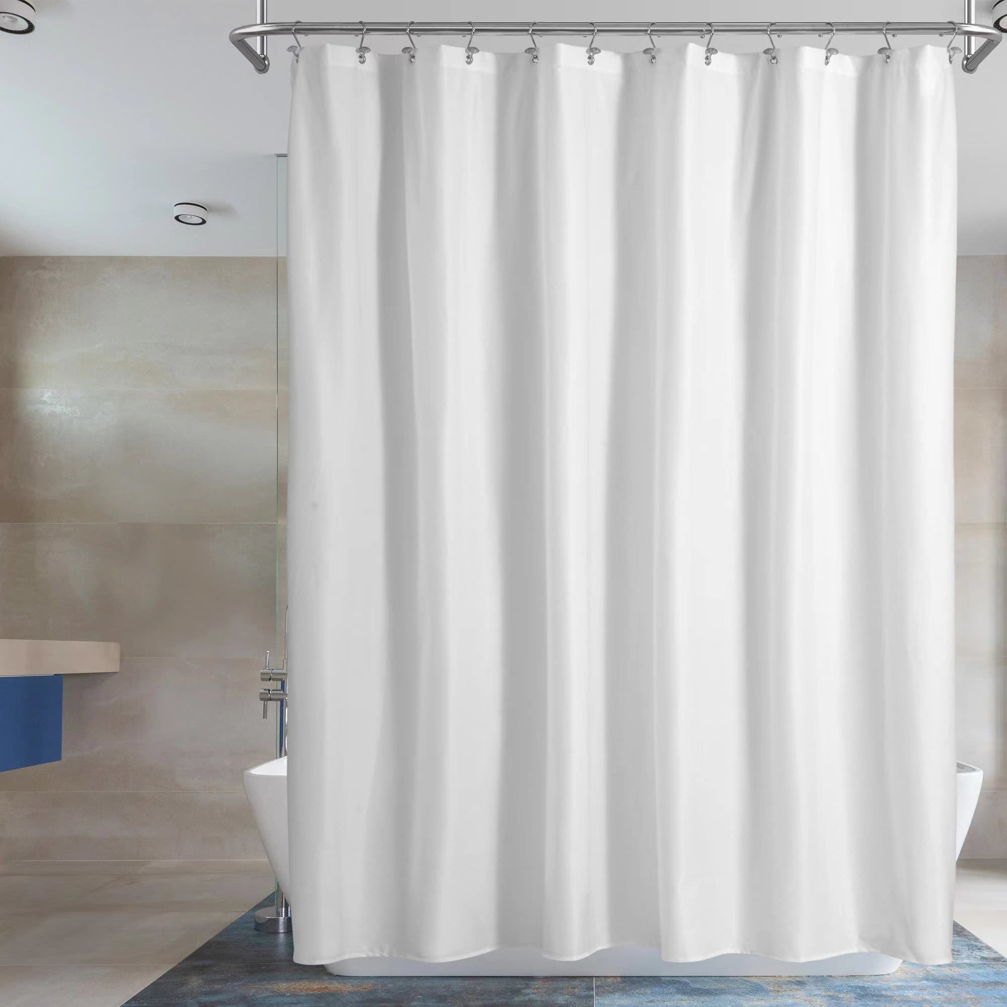 Barossa Design Waterproof Fabric Shower Curtain – White Microfiber 72x72