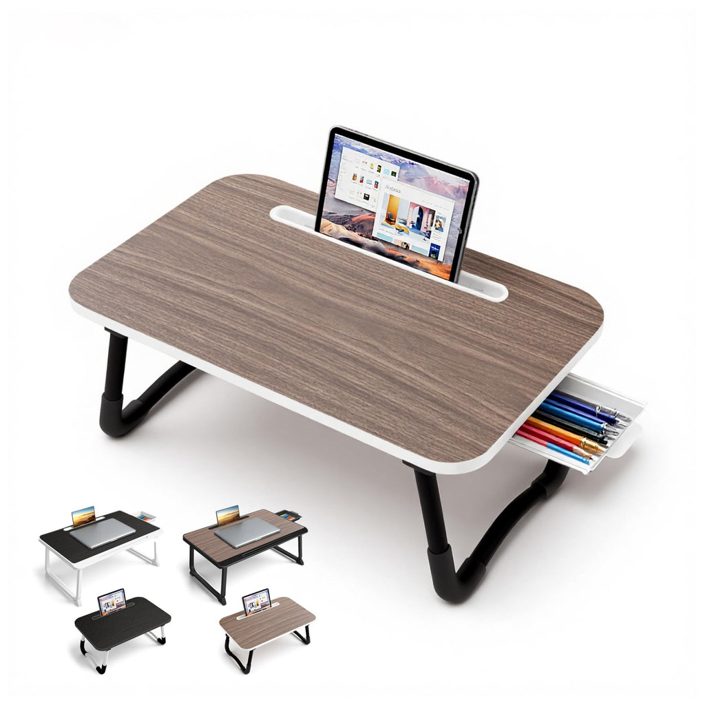Small Lap Desk，Laptop Bed Desk 48 x30 cm for Breakfast in Bed, Work and Study, Home Office, Laptop Stand for Sofa、Couch、Bed, Small Brown 48x30