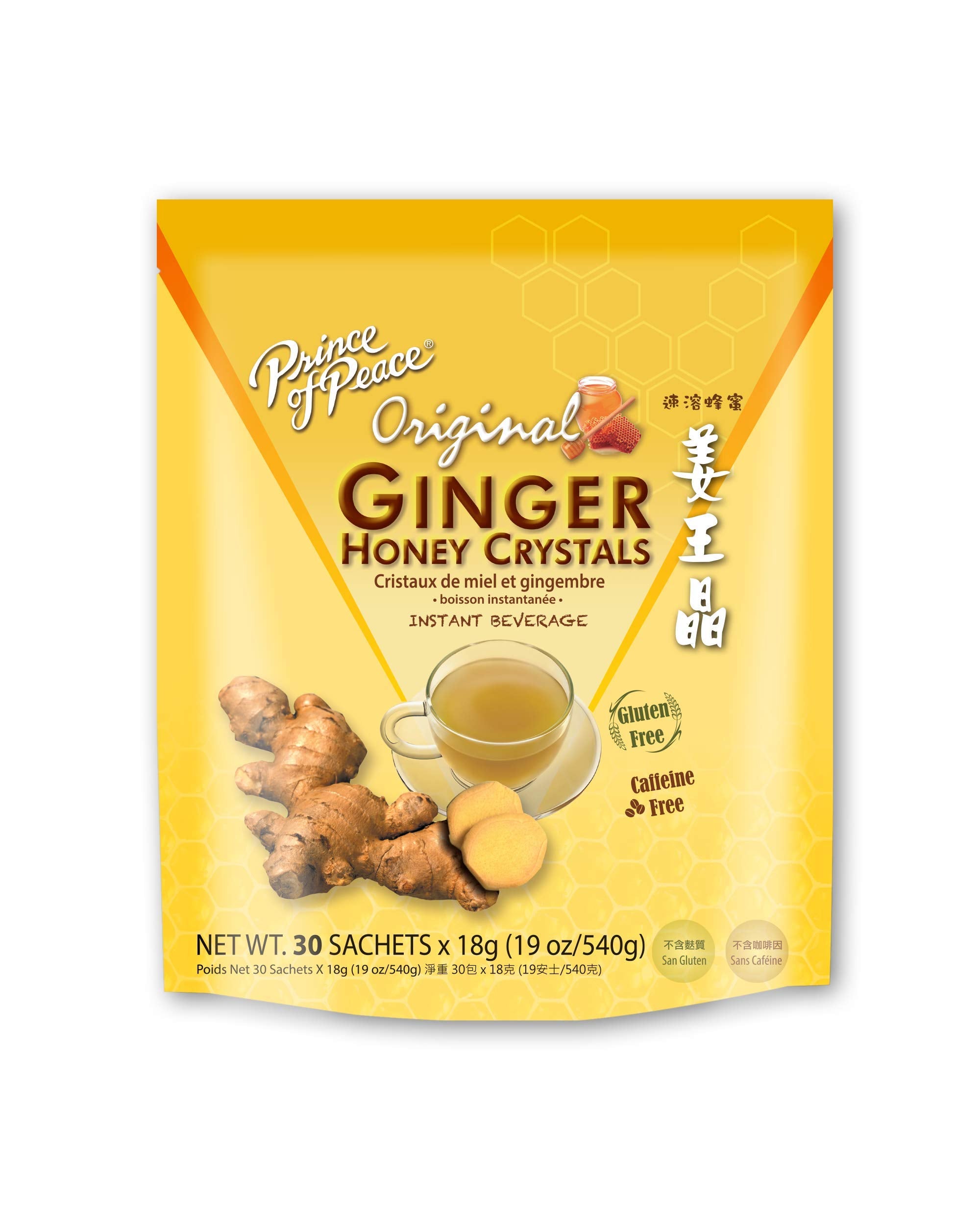 Prince of Peace Instant Ginger Honey Crystals Tea – 30 Bags, 18g Each