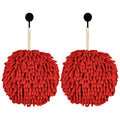 Fuzzy Ball Hand Towels, Set of 2, Chenille Quick Dry, 6.9inch red - image 1