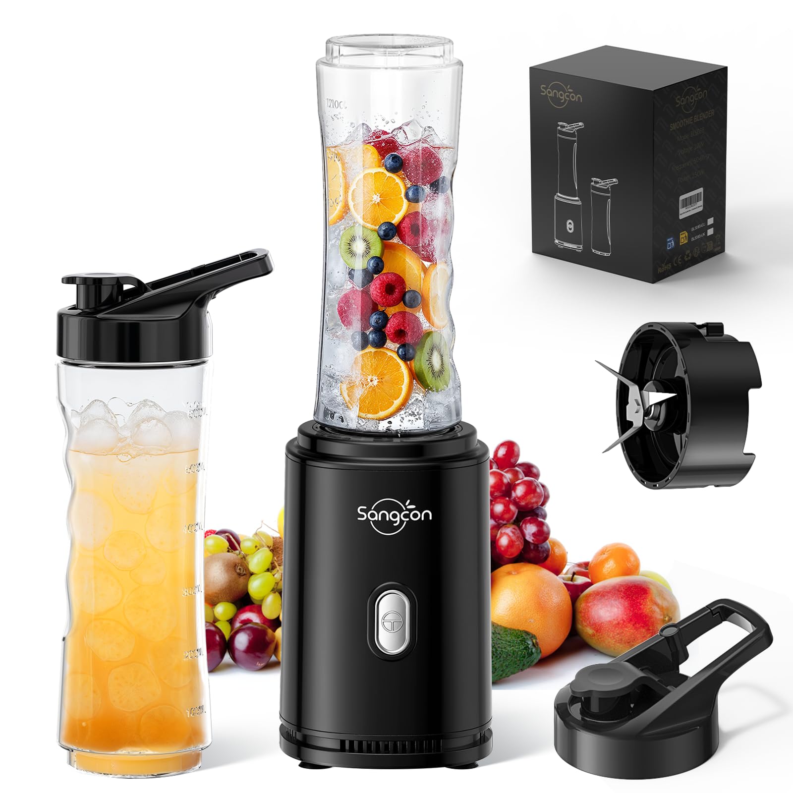 Sangcon Portable Smoothie Maker – Electric Personal Blender with 2 Bottles