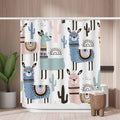 Llama & Cactus Shower Curtain – Mold Resistant Polyester