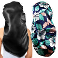 Extra Large Satin Hair Bonnets for Long Hair - 2 Pack (Black/Green)