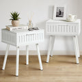 SUMGAR White Bedside Table Set of 2 – Modern Fluted Nightstands