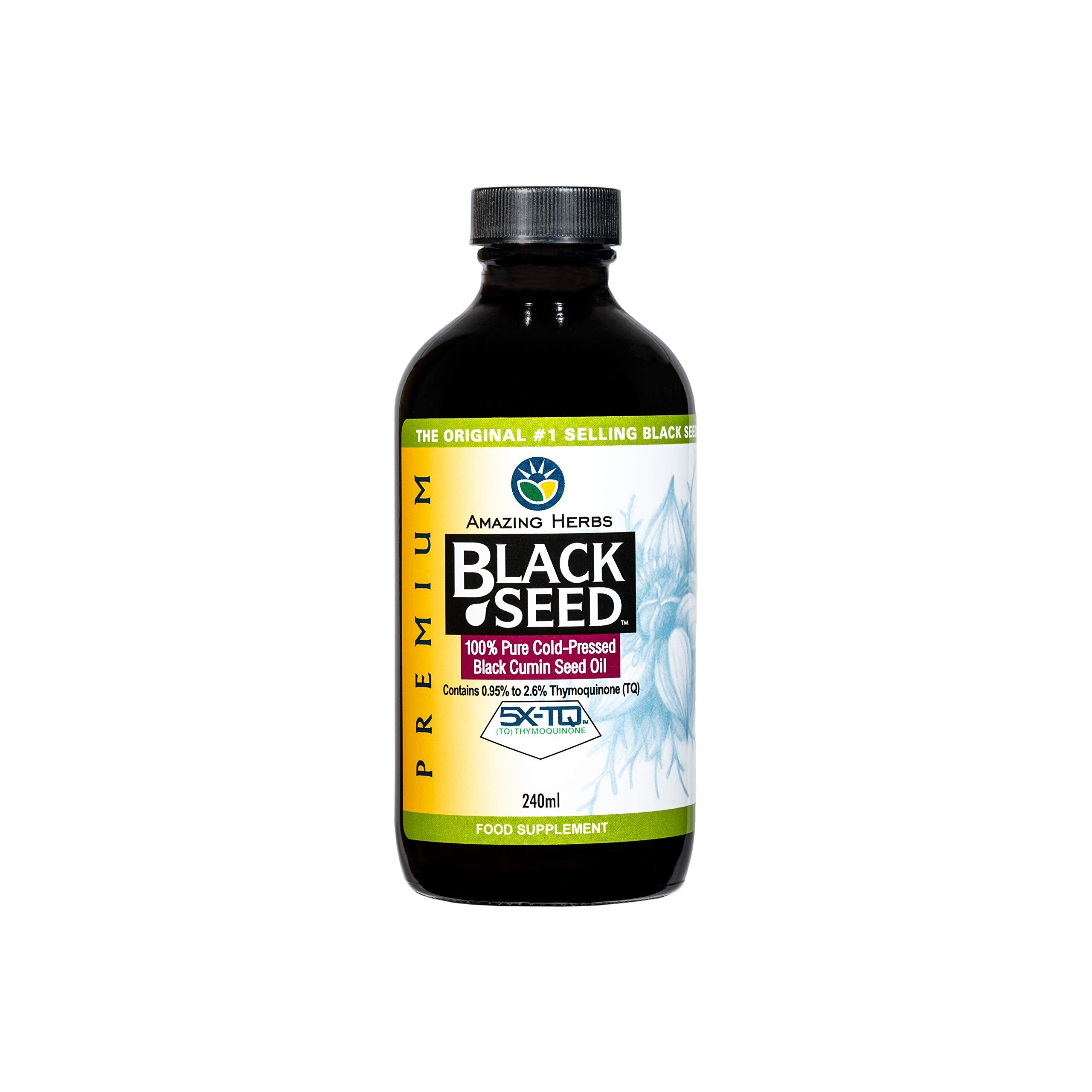 Amazing Herbs Black Seed Oil – Pure Cold-Pressed Black Cumin Oil (240ml)