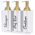 Akalin 3-Pack 500ml Refillable Shampoo and Conditioner Bottles with Gold Pump