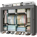 HESMENO Portable Wardrobe – Large Steel Frame Clothes Closet, Grey