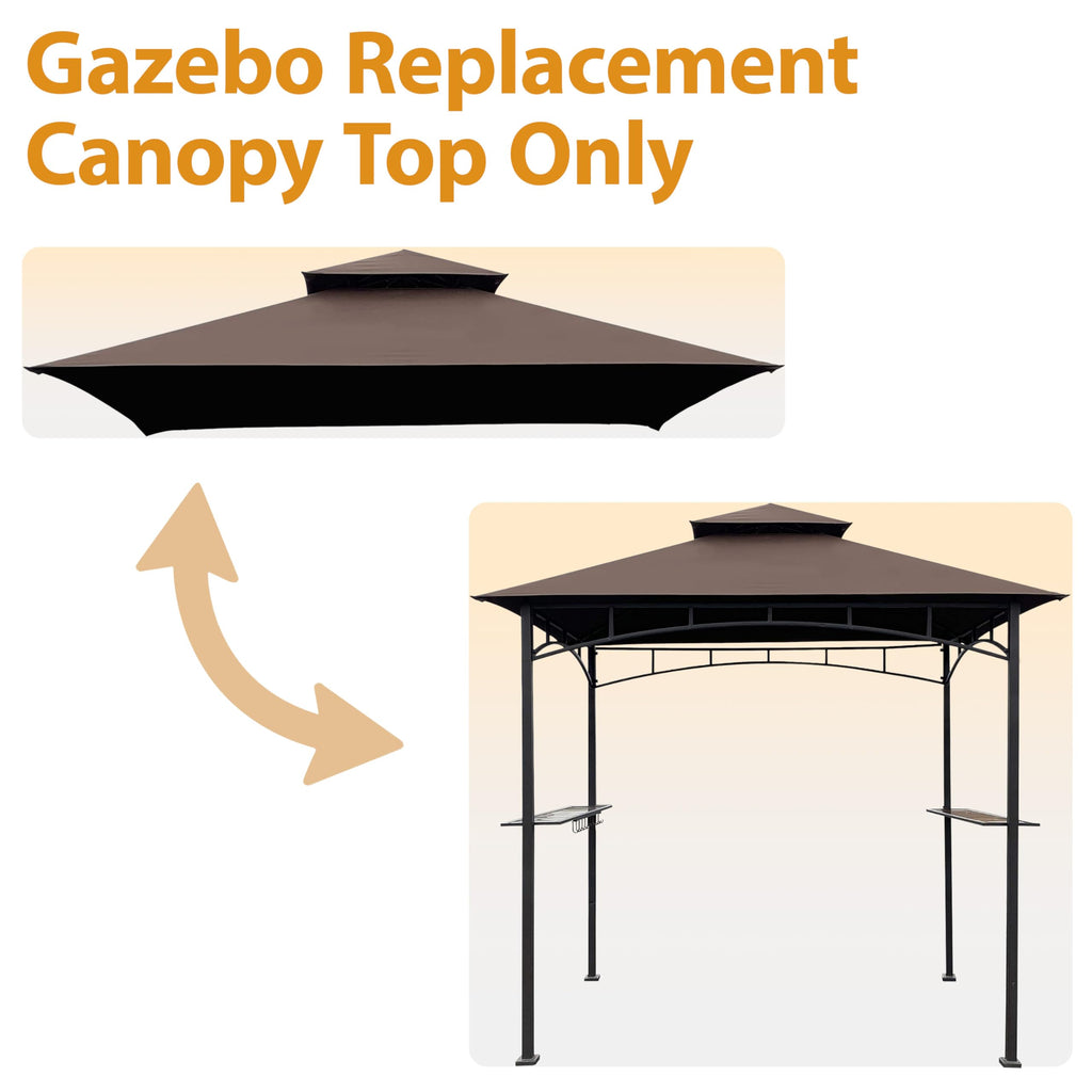 CoastShade 8x5 Grill Gazebo Replacement Canopy – Double Tiered Roof, Brown