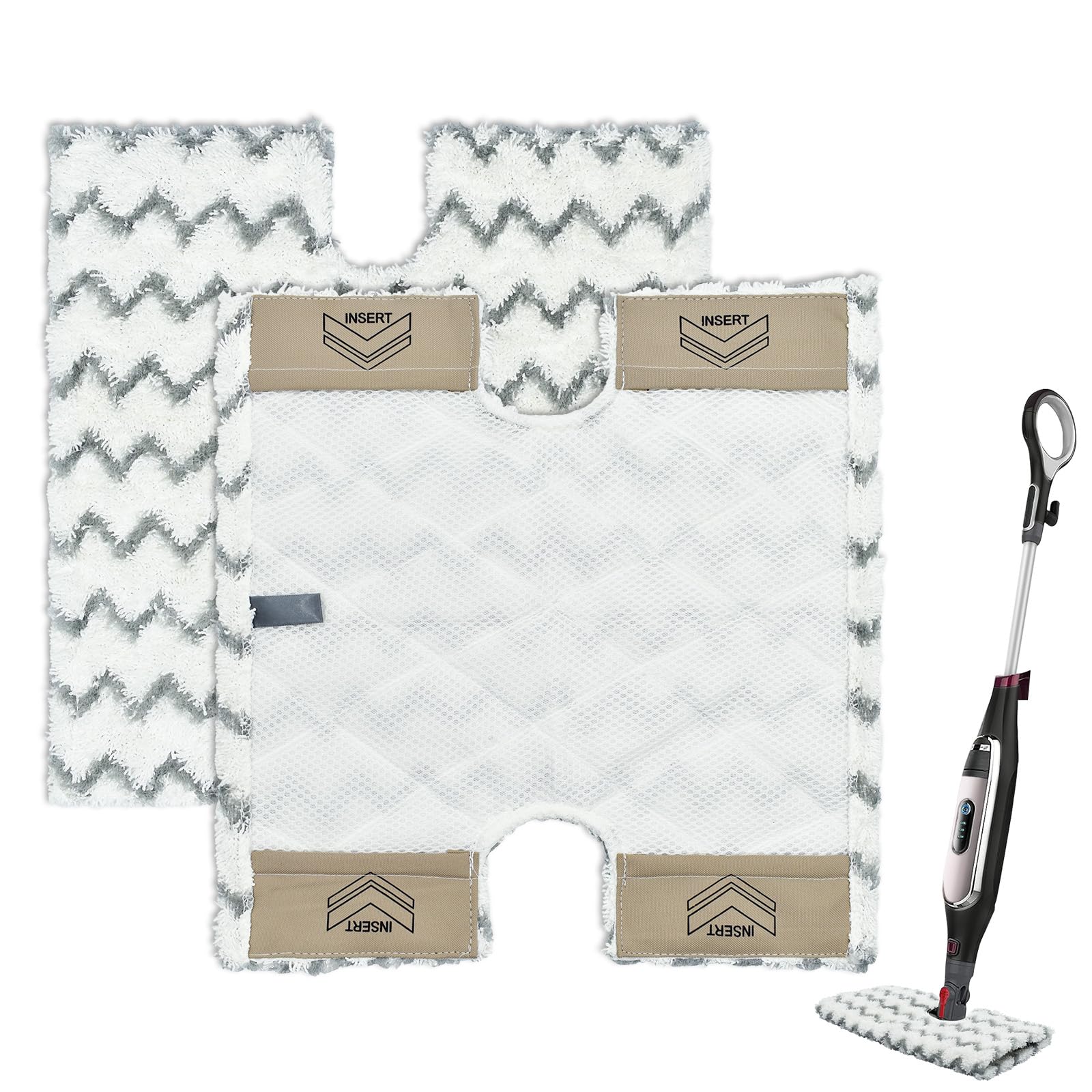 DLAIMI Microfiber Steam Mop Pads for Shark Klik n' Flip S6003UK (2 Pack)