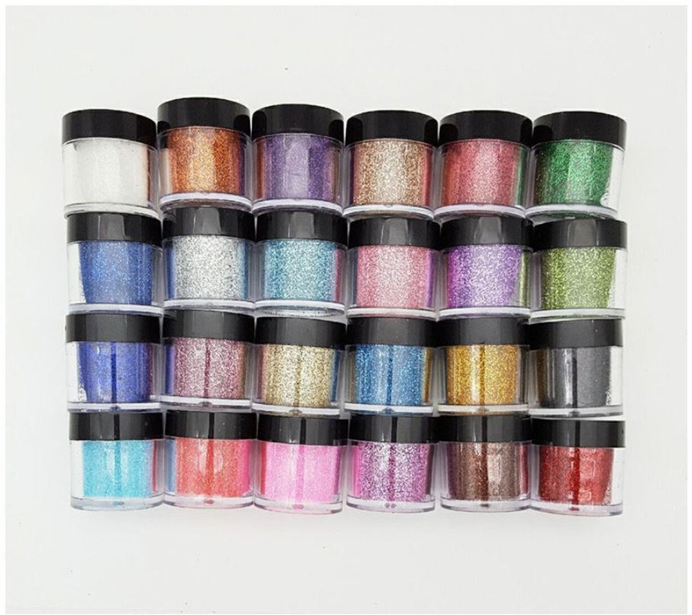 XICHEN 24 Color Acrylic Glitter Powder Set for Nail Art & Resin Crafts