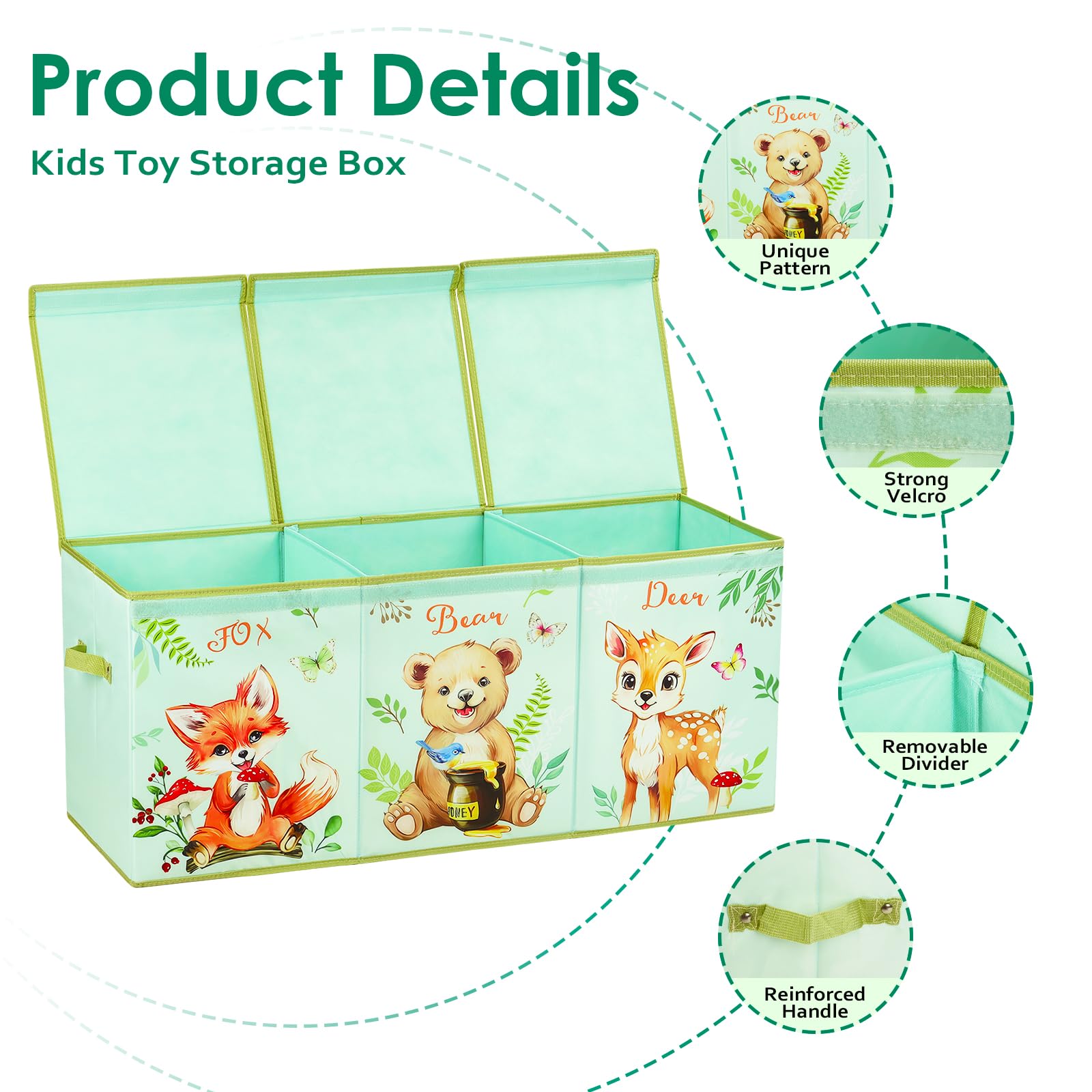 Decalsweet Extra Large Kids Toy Storage Box - Foldable Oxford Toy Chest