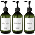GMISUN Shampoo and Conditioner Bottles, Plastic Green Shower Gel Dispenser